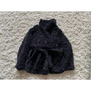 Blue Pearl Jacket Coat Kids Girls Black Faux Fur Size 5